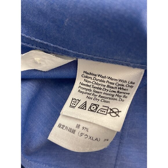 Eddie Bauer Men Blue Stretch Wrinkle Resistant Long Sleeve Button Down Shirt Siz - Picture 5 of 6